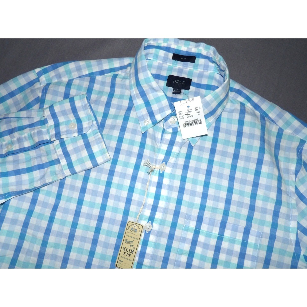 NEW! J.Crew Long Sleeved Plaid Casual Button Up Shirt Men's Slim Fit Medium NWT! - Picture 1 of 5